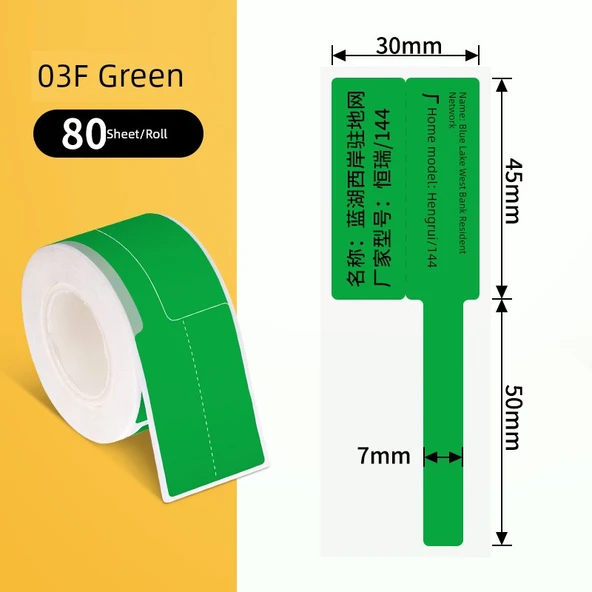 Yeşil Termal Kablo Etiketi - 30x45+50mm - 80 Sayfa