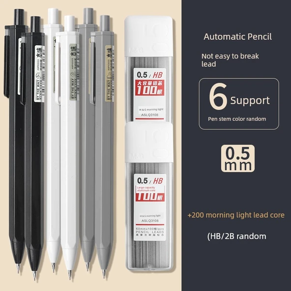 HB Mekanik Kalem - 0.5mm - B Sertlik - 6 Kalem - 200 Kurşun Ucu