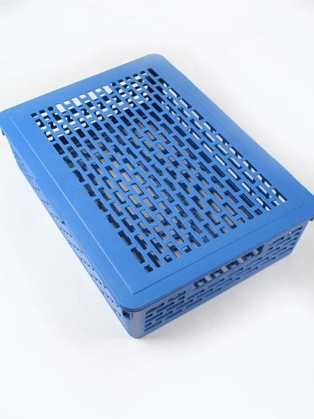 Mavi Kalın Dosya Sepeti - Kapaklı - A4 Boyut - Model 2 - 3