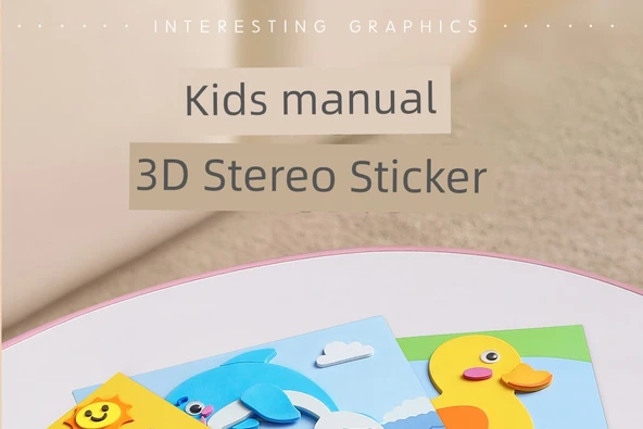 3D Stereo Çocuk Karikatür Çıkartma Kitabı - Orman ve Okyanus Seti - 24 Parça - 5
