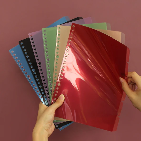 Retro Şeffaf Yapraklı Spiral Defter - Cam Siyah B5 - 5 Paket - 5