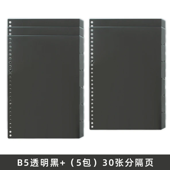 Retro Şeffaf Yapraklı Spiral Defter - Cam Siyah B5 - 5 Paket