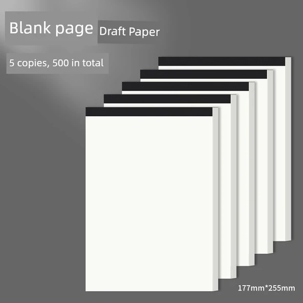 Kalem Defteri - Kapağı Yok - Boş Taslak - 5 Paket (200 sayfa her biri)