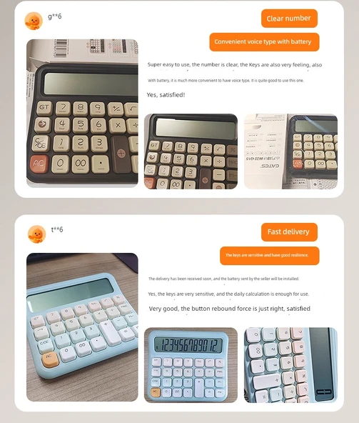 Sesli Hesap Makinesi - Sessiz Yüksek Tuş/Mavi - Pil ile - 8