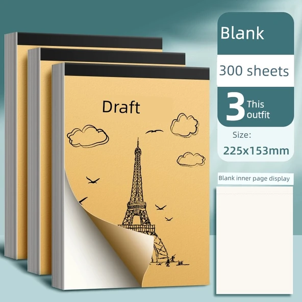 Kalem Defteri - Boş - Kalınlaştırılmış - 3 Paket (300 sayfa toplam)