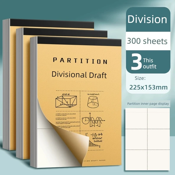Kalem Defteri - 6 Bölmeli - Kalınlaştırılmış - 3 Paket (300 sayfa toplam)