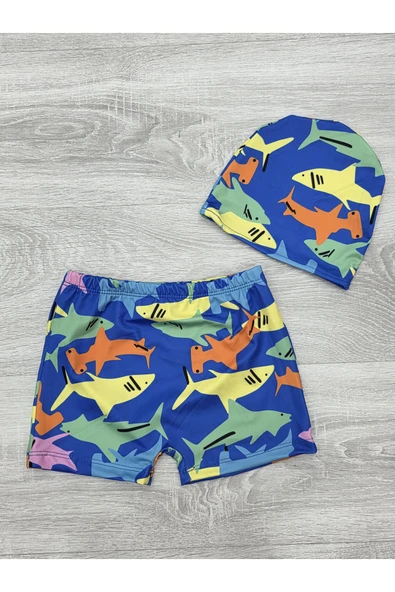 Erkek Çocuk Boneli ve Şortlu Mayo Takımı 12256 - 3