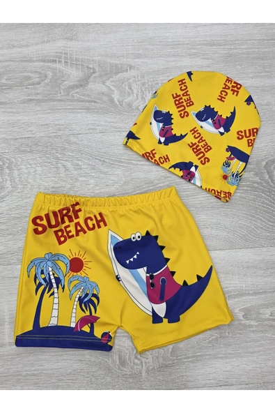 Erkek Çocuk Boneli ve Şortlu Mayo Takımı 12256 - 2