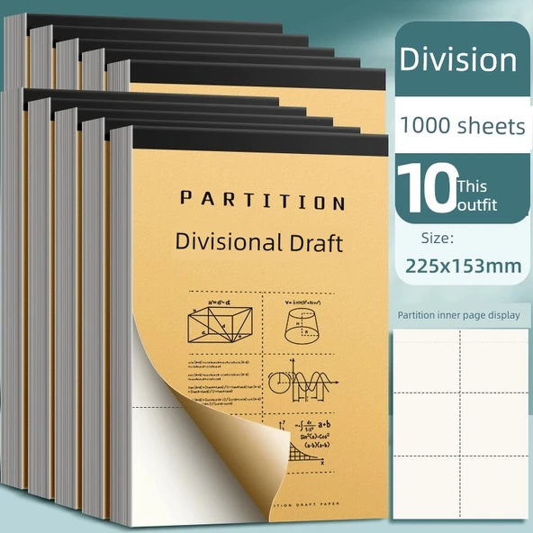 Kalem Defteri - 6 Bölmeli - Kalınlaştırılmış - 10 Paket (1000 sayfa toplam)