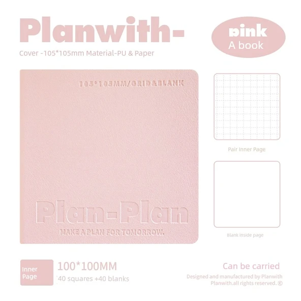 Taşınabilir Defter - Kare Boş - Pembe