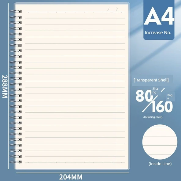 A4 Ekstra Büyük Kalın Çizgili Defter - 3 Adet - 80 Yaprak - 160 Sayfa