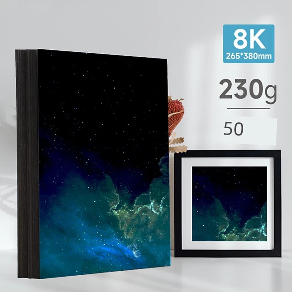 Siyah Karton Kağıt - 8K - 230g - 50 Sayfa