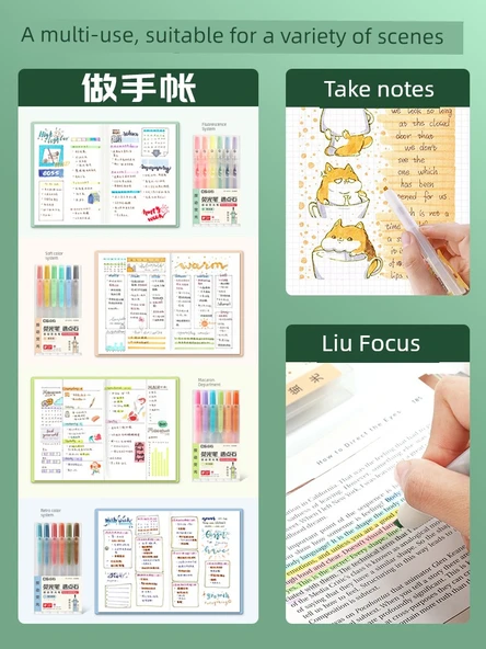 Fluoresan Renkli Kalem - 3'lü Set - Fluoresan Sarı + Su Mavisi + Elma Yeşili - Resim 5