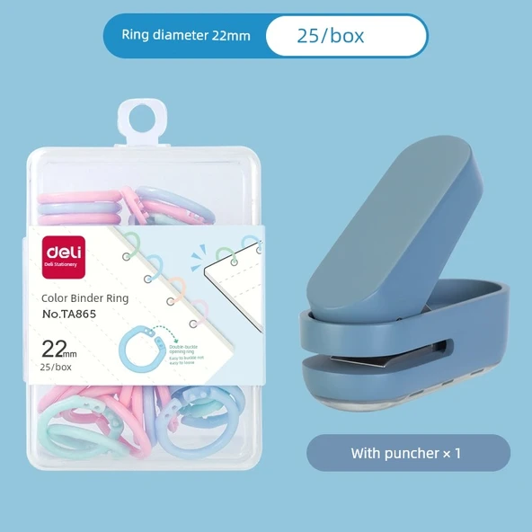 Delikli Sırt Kırtasiye Halkası - Plastik Karışık 22mm - 25 Adet - Mavi