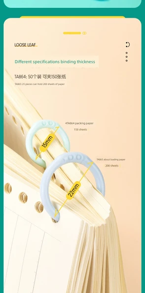 Delikli Sırt Kırtasiye Halkası - Plastik Karışık 22mm - 25 Adet - Beyaz - 8