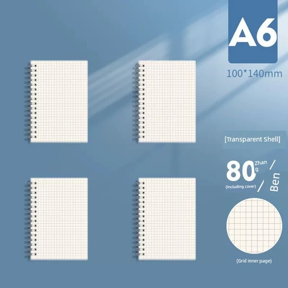 A6 Küçük Kalın Kareli Defter - 5 Adet - 80 Yaprak - 160 Sayfa