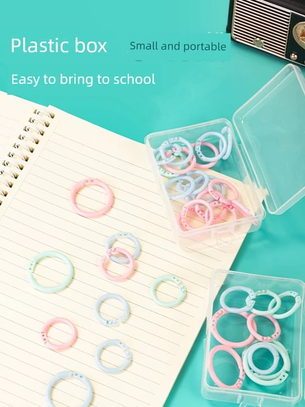 Delikli Sırt Kırtasiye Halkası - Plastik Karışık 22mm - 25 Adet - Pembe - 6