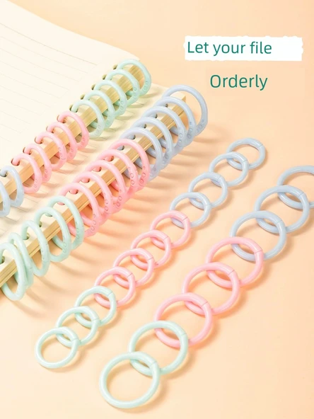 Delikli Sırt Kırtasiye Halkası - Plastik Karışık 15mm - 50 Adet - Pembe - 5