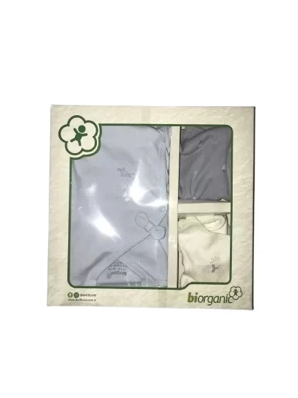 Lenaca Bibaby Biorganic Love Floral 5'li Hastane Çıkış Seti 62360 Ekru Lila - 2