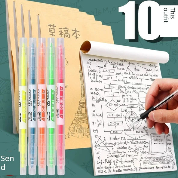Boş Kağıt Çizim Defteri - 10 Paket (5 Çift Uçlu Sıvı Kalem) - 400 Kapaklı