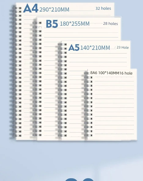 A5 Orta Ekstra Kalın Kareli Defter - 5 Adet - 120 Yaprak - 240 Sayfa - 9