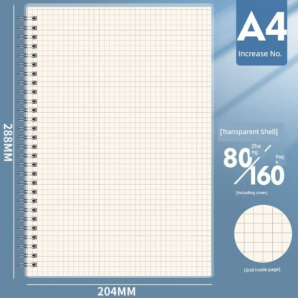A4 Ekstra Büyük Kalın Kareli Defter - 3 Adet - 80 Yaprak - 160 Sayfa