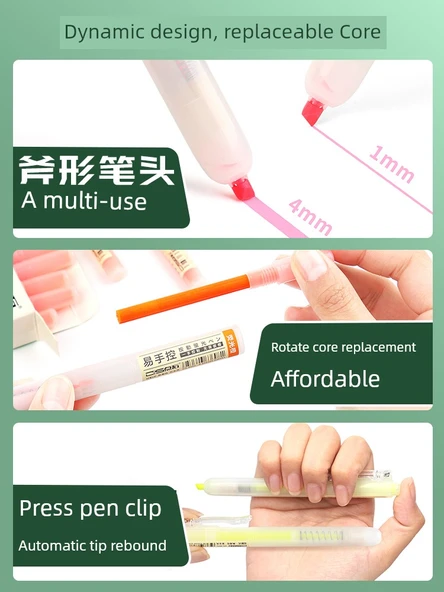 Fluoresan Renkli Kalem - 3'lü Set - Fluoresan Sarı + Su Mavisi + Elma Yeşili - Resim 4