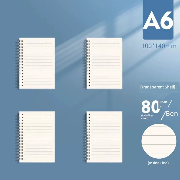 A6 Küçük Kalın Çizgili Defter - 3 Adet - 80 Yaprak - 160 Sayfa