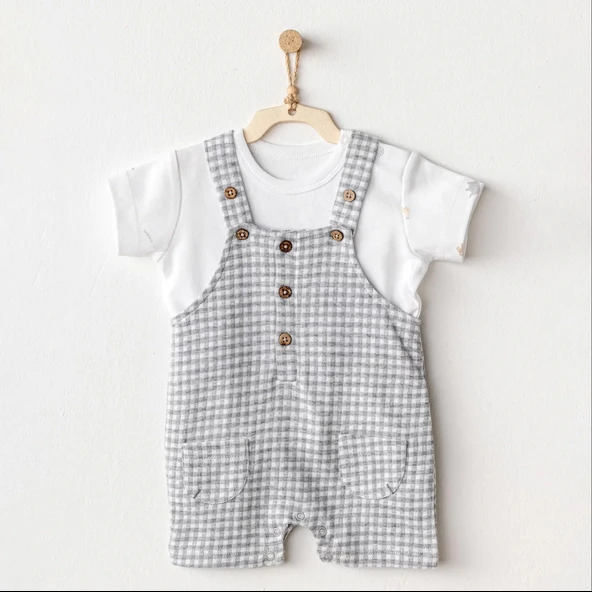 Lenaca Andywawa Ac25804 Jumpsuit Set Little King Salopet Takım Grey