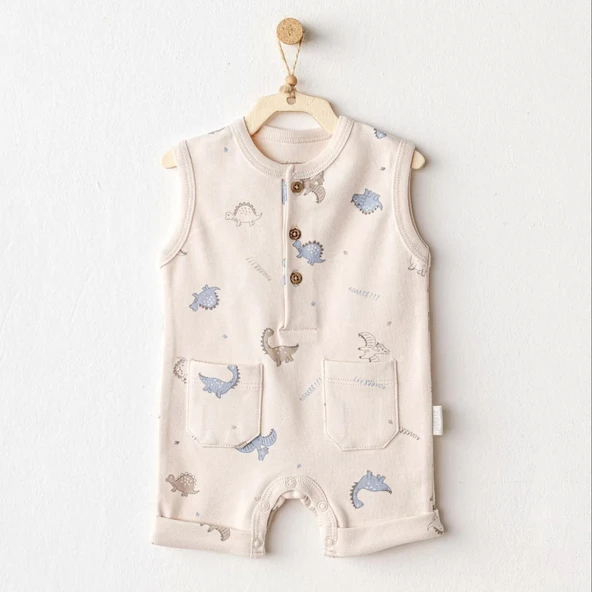 Lenaca Andywawa Ac25913 Romper Dino Bebek Tulum Beige