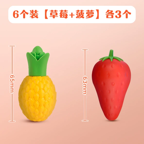 Meyve Silgiler - 6 Paket/Ananas 3 + Çilek 3