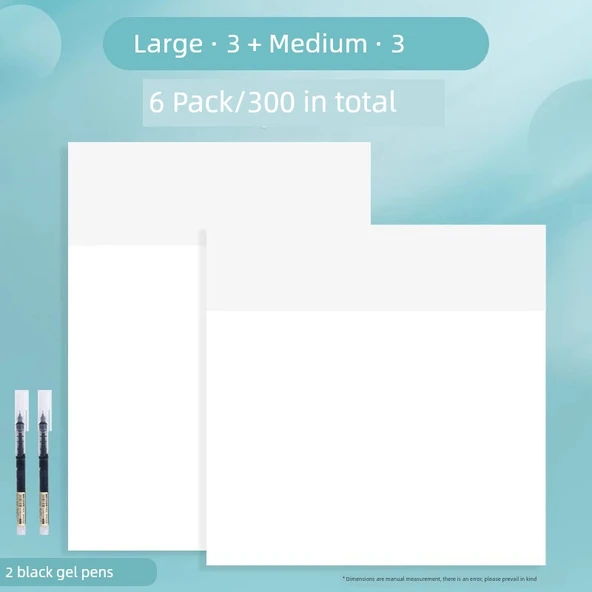 Şeffaf Yapışkan Notlar - Büyük 3 Paket + Küçük 3 Paket (2 jel kalem)