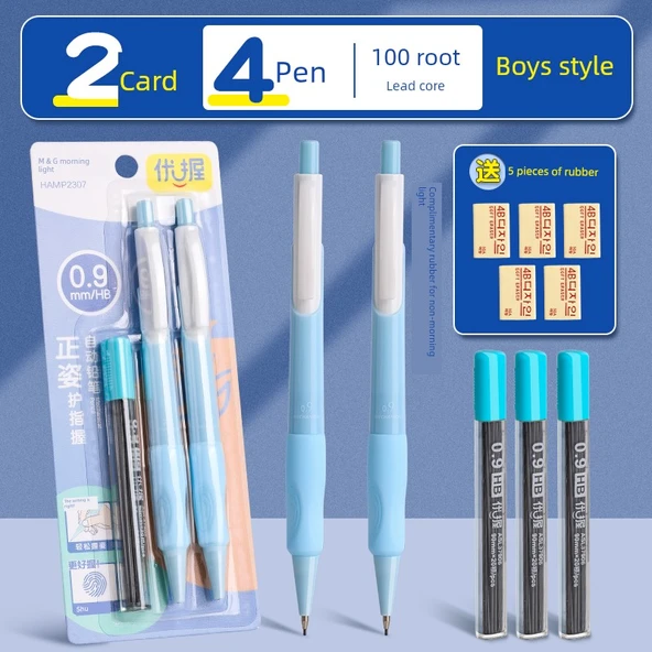 Mekanik Kalem - Erkekler - 4 Kalem + 100 Kurşun Çekirdek + 5 Silgi, B