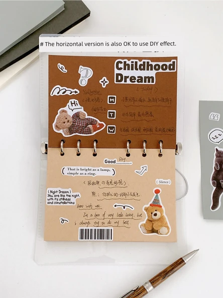 A6 Gevşek Yaprak İç Çekirdek Retro 6 Delik Yenileme Defteri - Açık Gri Egzotik Çiçek - 50 Sayfa - Resim 10