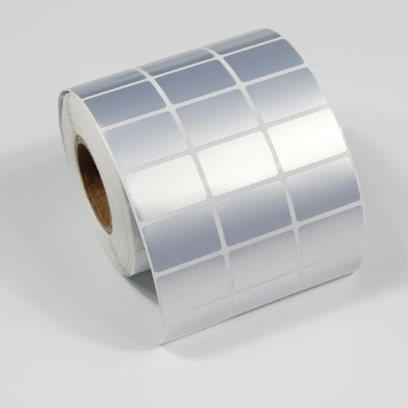 PET Gümüş Kağıt Etiketi - 20x10mm - Mat - 5000 Etiket - 4 Sıra