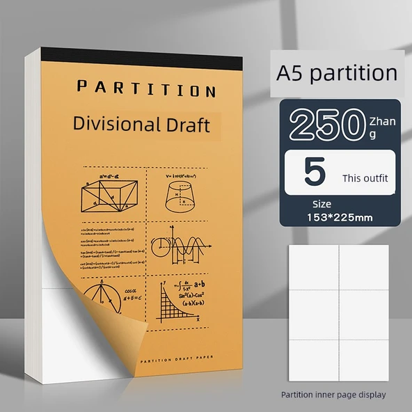 A5 Kalın Çizim Kağıdı - Bölümlü Çizim 5 Paket/250 Yaprak