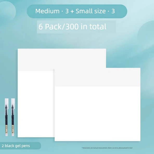 Şeffaf Yapışkan Notlar - Orta 3 Paket + Küçük 3 Paket (2 jel kalem)
