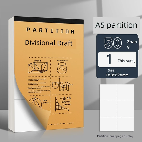 A5 Kalın Çizim Kağıdı - Bölümlü Çizim 1 Paket/50 Yaprak