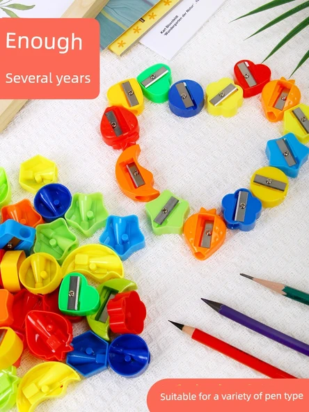 Küçük Boy Mini Kalemtraş - 100'lü Paket Rastgele Şekil Renk - 2