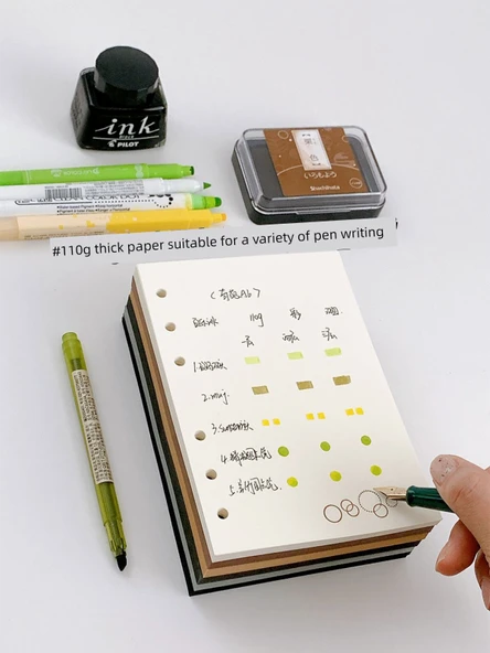 A6 Gevşek Yaprak İç Çekirdek Retro 6 Delik Yenileme Defteri - Açık Gri Egzotik Çiçek - 50 Sayfa - Resim 8