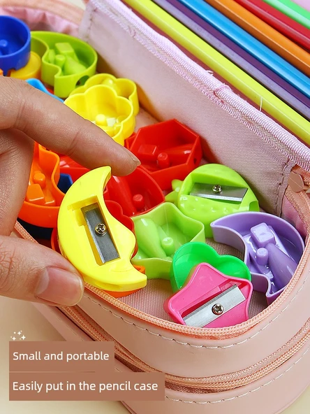 Küçük Boy Mini Kalemtraş - 100'lü Paket Rastgele Şekil Renk - 6