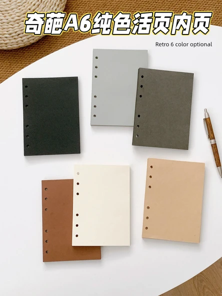 A6 Gevşek Yaprak İç Çekirdek Retro 6 Delik Yenileme Defteri - Açık Gri Egzotik Çiçek - 50 Sayfa - Resim 7