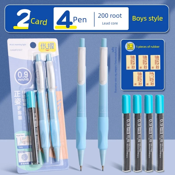 Mekanik Kalem - Erkekler - 4 Kalem + 200 Kurşun Çekirdek + 5 Silgi, B