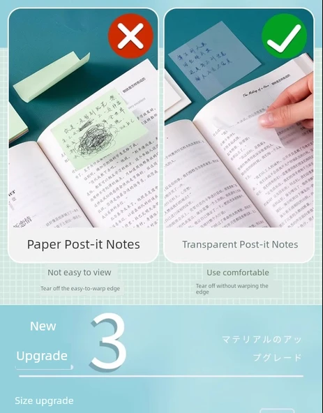 Şeffaf Yapışkan Notlar - 5 Paket [Orta] - 10