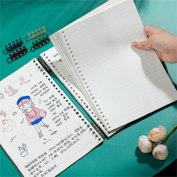 Retro B5 Gevşek Yaprak Defter - Kalın Kağıt B5 Boş 1 Yedek Çekirdek
