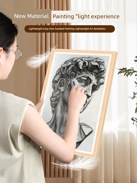 Taşınabilir Ahşap Sanat Resim Tahtası - 1.5 m İnce Parlatılmış Sarı Çam Kütüğü + 4K Çanta Boş Resim Tahtası - 3