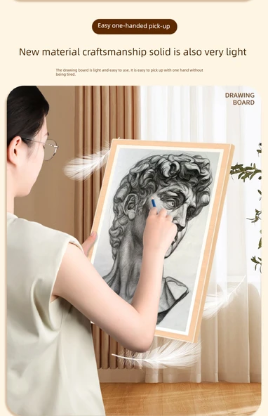 Taşınabilir Ahşap Sanat Resim Tahtası - 4K Katı Resim Tahtası + 8K Eskiz Kağıdı + Maskeleme Yapıştırıcı - 7