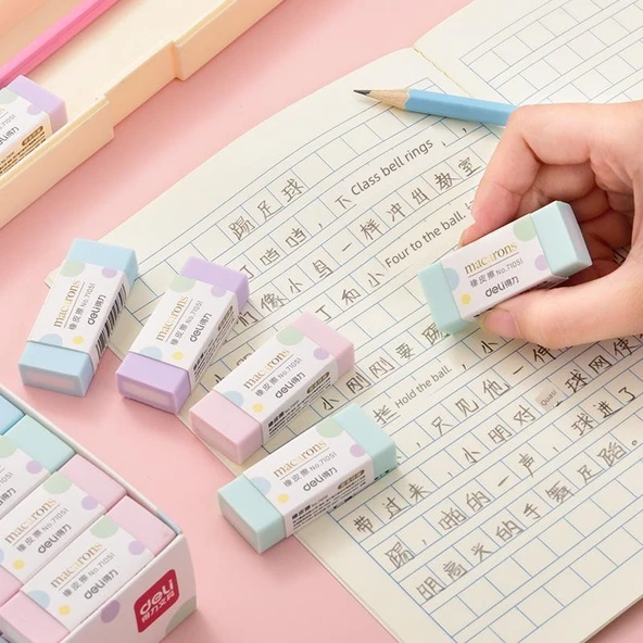 Deli Nano Net Silgi - Macaron Renk - Orta 24 Adet - Kolay Silme - Az Atık