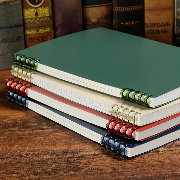 Retro B5 Gevşek Yaprak Defter - Kalın Kağıt B5 Yatay Çizgi 10 Retro Dört Renk