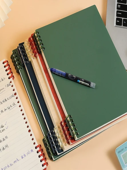 Retro B5 Gevşek Yaprak Defter - Kalın Kağıt B5 Yatay Çizgi 5 Retro Dört Renk - 4